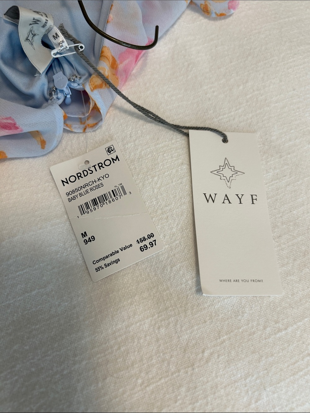 Wayf Powder Blue Floral Ruffle Maxi Dress Size Medium NWT - Picture 2 of 4